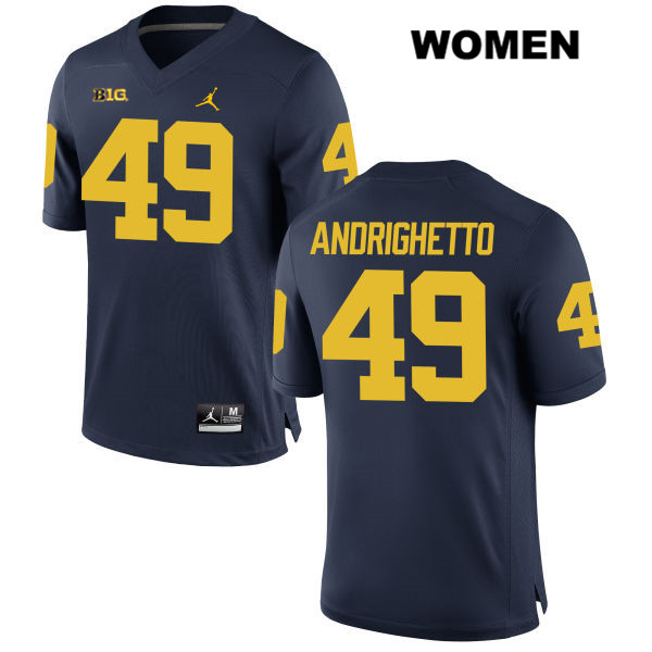 Women's NCAA Michigan Wolverines Lucas Andrighetto #49 Navy Jordan Brand Authentic Stitched Football College Jersey KK25Q00GG